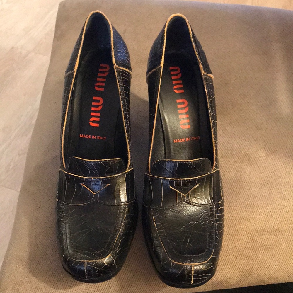 Miu Miu penny loafer heels size 37